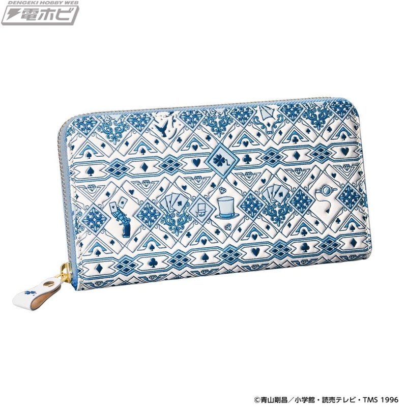 名探偵コナン 浅草文庫 長財布 怪盗キッドモデルの外観(白革に青の文様)