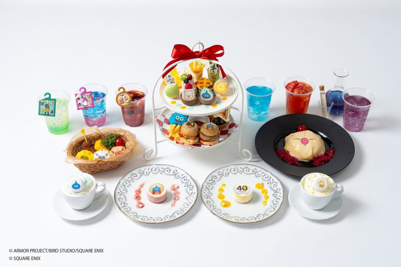 スラチョコキッチンのコラボメニュー全体(ドラクエとFFモチーフのフード・ドリンク・デザート)
