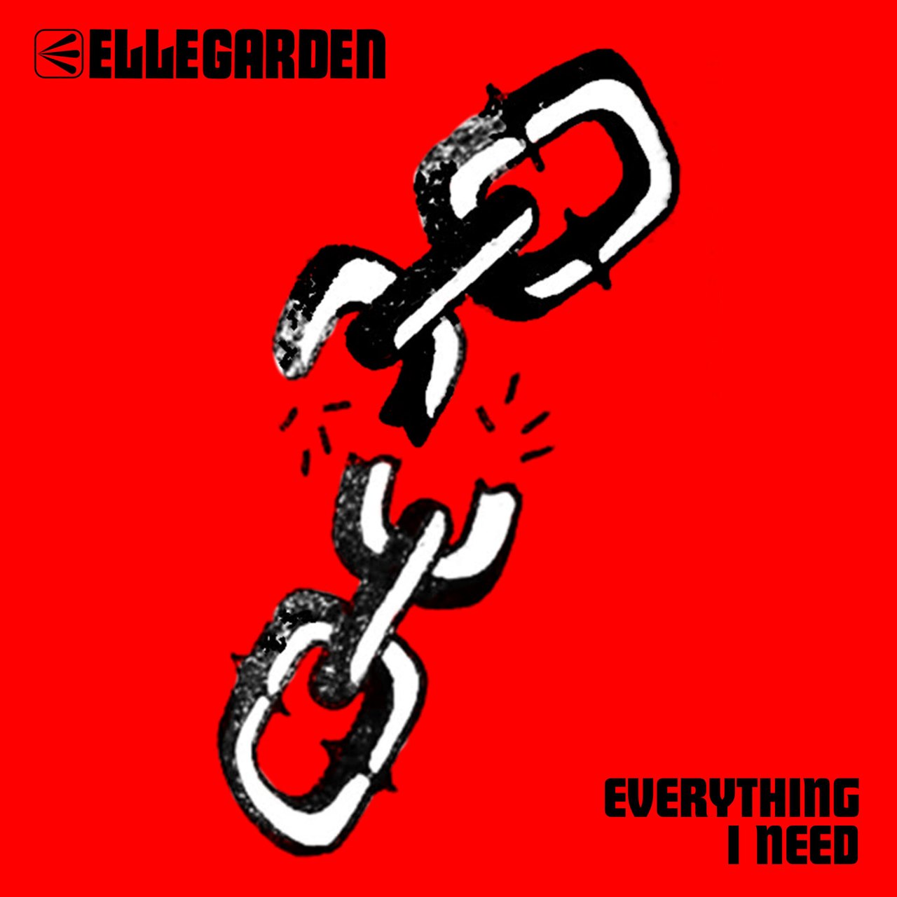 ELLEGARDEN 配信シングル Everything I Need のジャケット 赤地に切れた鎖のイラスト