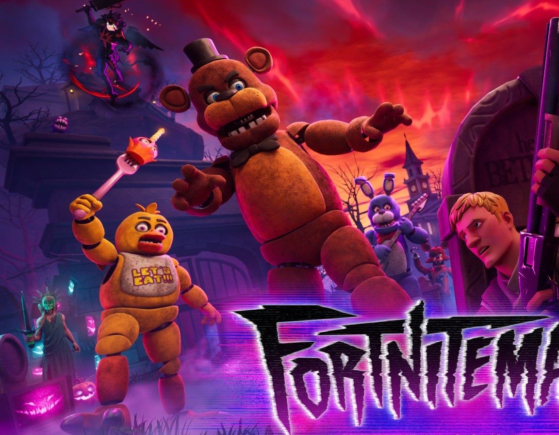 FNAFのチカとフレディ・ファズベアーがフォートナイトメアの墓地に集結しているシーン