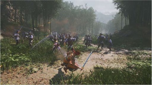 真・三國無双2 Remastered 大勢の敵兵に囲まれて戦う場面 竹林のステージ