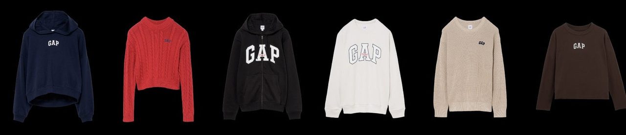 Gapブラックフライデー2026のメンズ・ウィメンズ対象のロゴフーディーとセーター