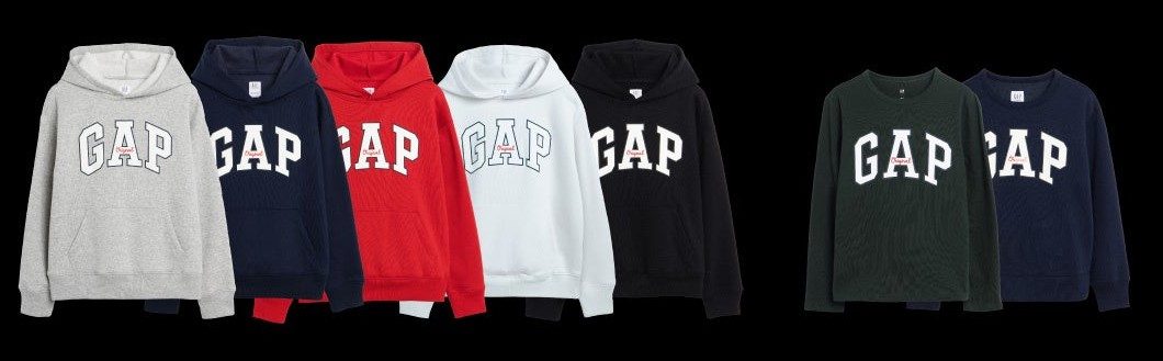 Gapブラックフライデー2026のロゴパーカーとスウェットシャツ各色