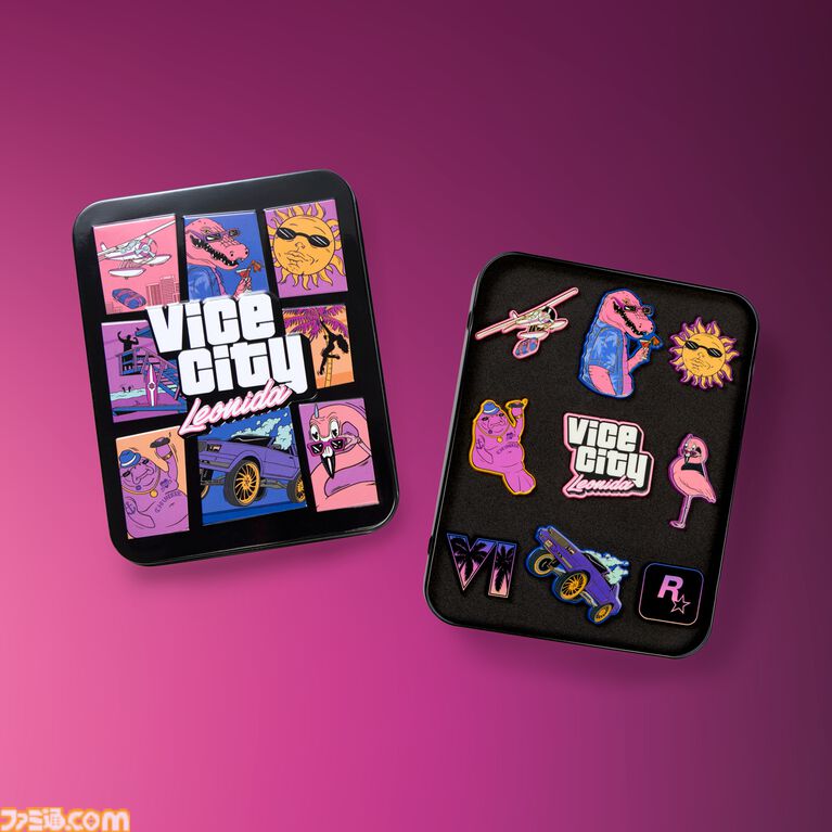 GTA6 レオナイダキーズ エナメルピンセット メタル缶と9個のピン