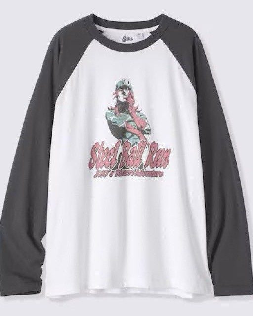 GUのジョジョコラボ スティール・ボール・ランのラグランスリーブ長袖Tシャツ