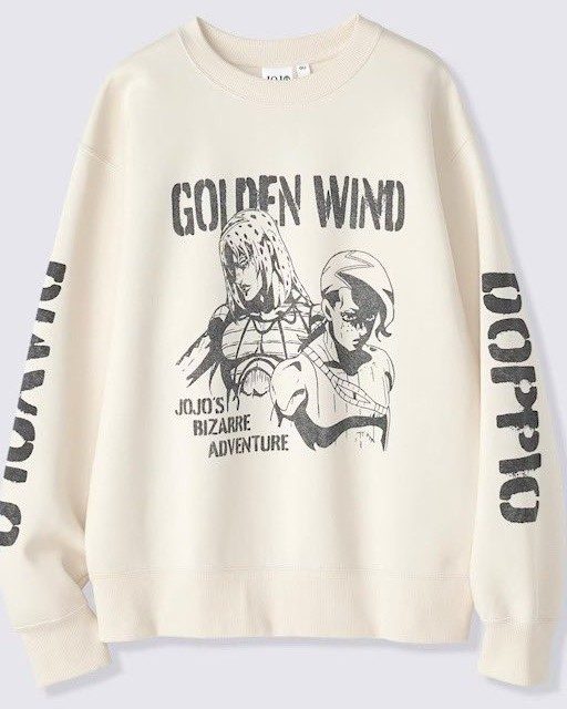 GUのジョジョコラボ 黄金の風柄のオフホワイトのスウェット