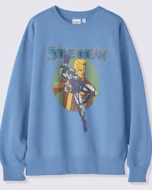 GUのジョジョコラボ ストーンオーシャン柄のブルーのスウェット