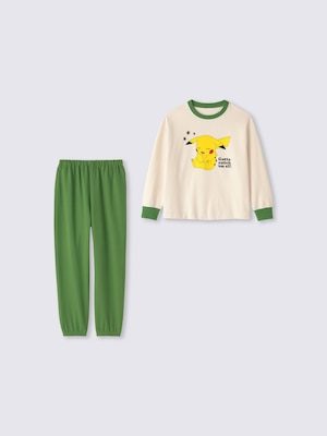 GU×ポケモン KIDS コットンスウェットラウンジセット NATURAL ピカチュウ