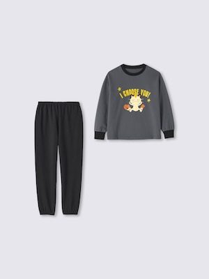 GU×ポケモン KIDS コットンスウェットラウンジセット DARK GRAY ニャース