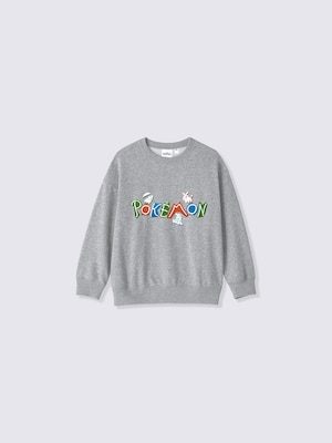GU×ポケモン KIDS スウェットプルオーバー GRAY チコリータ・ツタージャ・ミジュマル