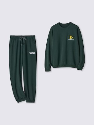 GU×ポケモン スウェットラウンジセット(長袖・ロングパンツ) DARK GREEN ピカチュウ