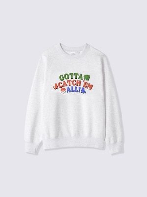 GU×ポケモン スウェットプルオーバー LIGHT GRAY フシギダネ・ヒトカゲ・ゼニガメ