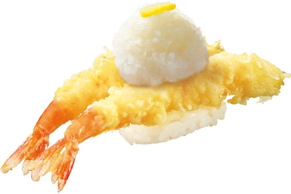はま寿司 えび天握り 柚子おろし盛り 高知県産柚子果汁使用 160円