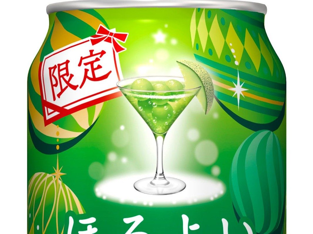 ボンボンメロンの缶上部に描かれたカクテルグラスと限定マーク