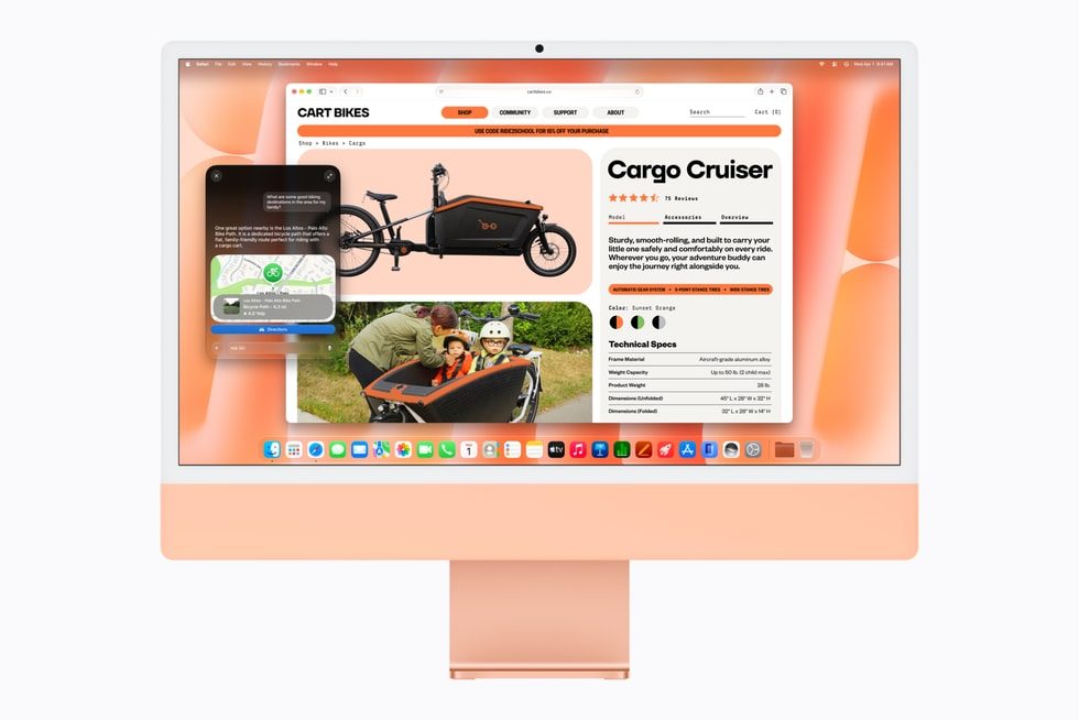 iMac M6のSafari上でSiri AIを使う画面