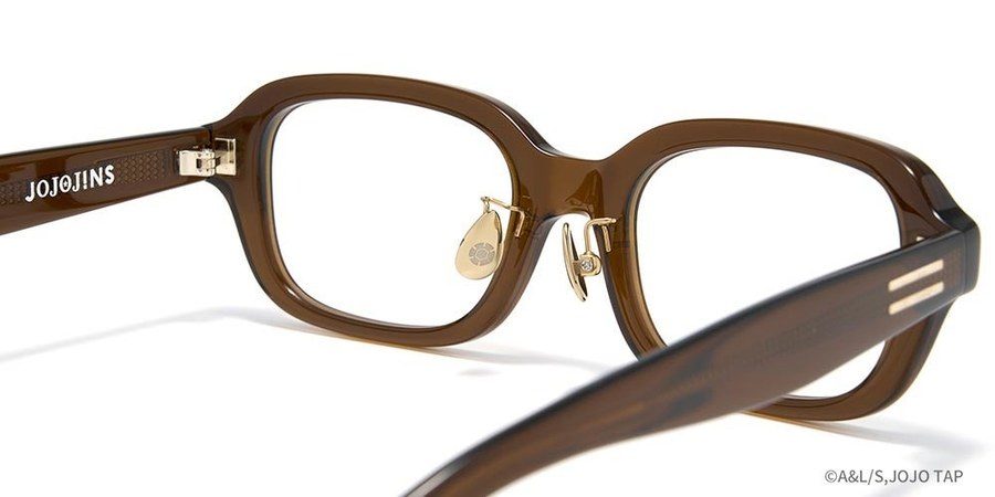 JINS×ジョジョ ジャイロ・ツェペリモデルのメガネを横から見たところ