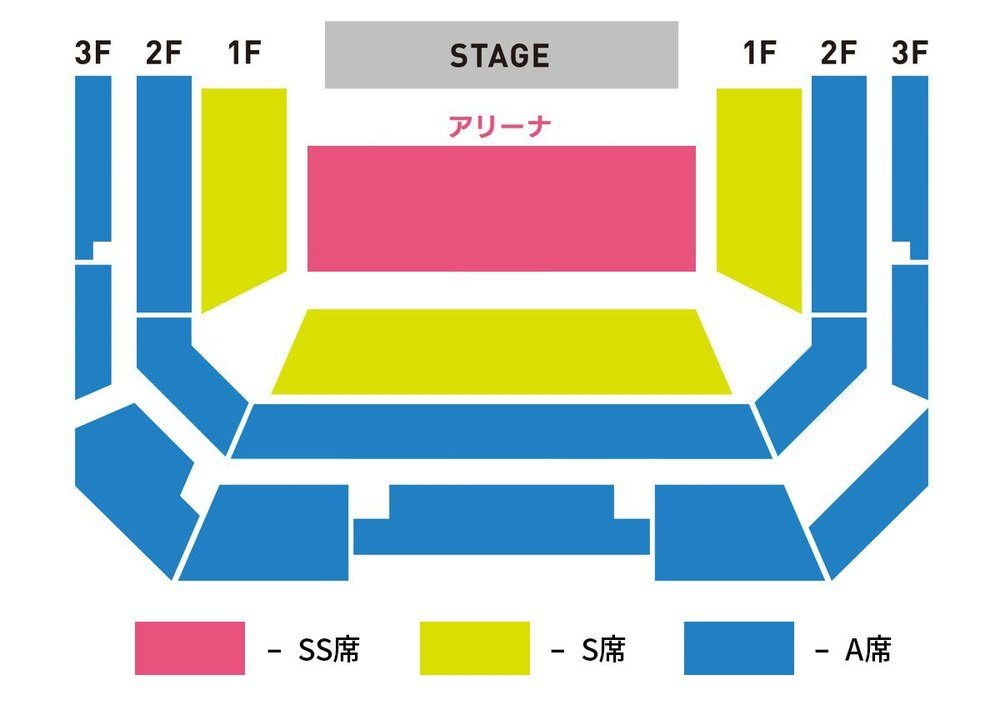 横浜BUNTAI KARA FAN-CON 座席イメージ(SS席・S席・A席の区分)