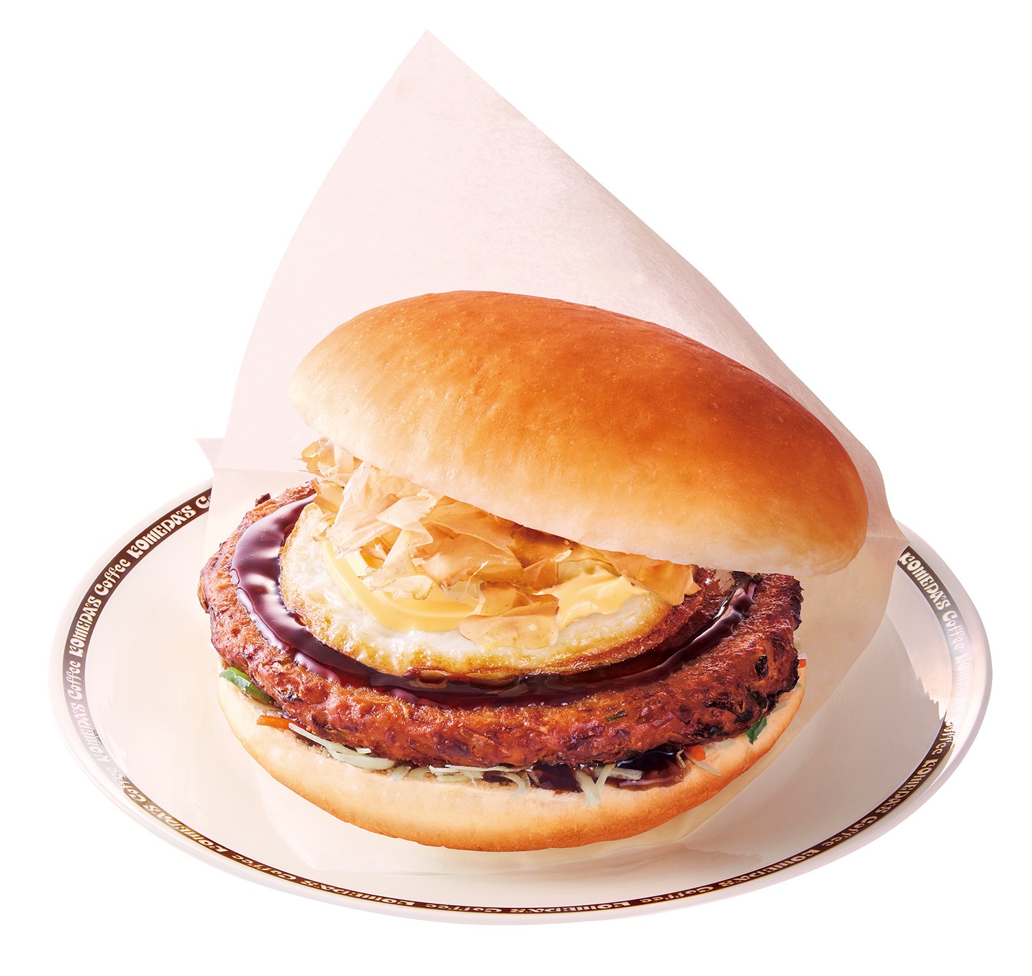 コメダ珈琲店 千房監修 お好み焼バーガー 商品イメージ