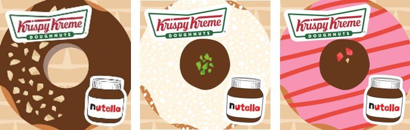 ヌテラとクリスピー・クリーム・ドーナツのコラボステッカー全3種