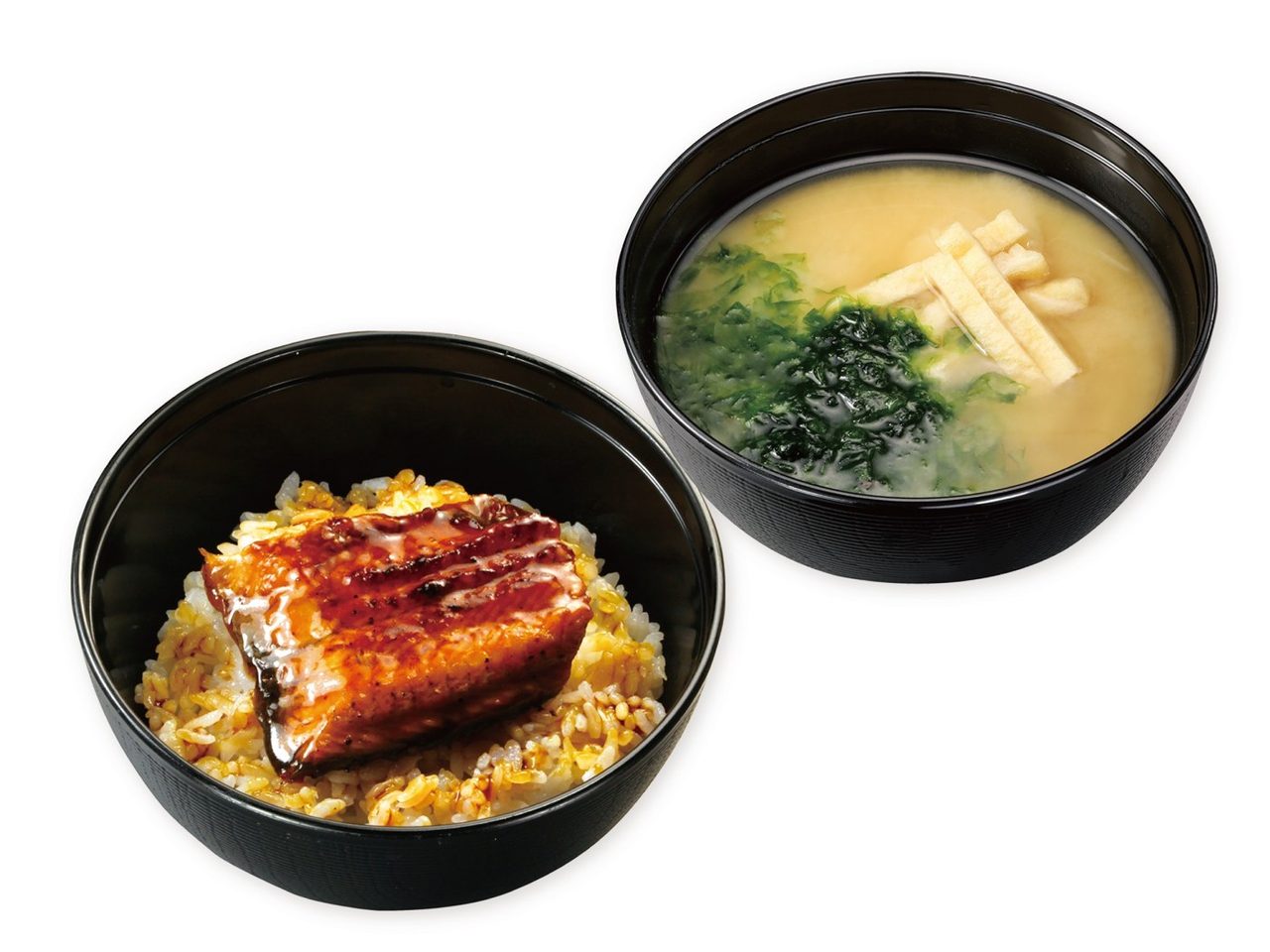 ランチうな丼セットにあおさ入り味噌汁を組み合わせた写真、くら寿司のくらランチ