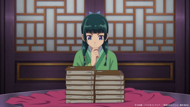 薬屋のひとりごと 第52話 図説の山の前に座る猫猫