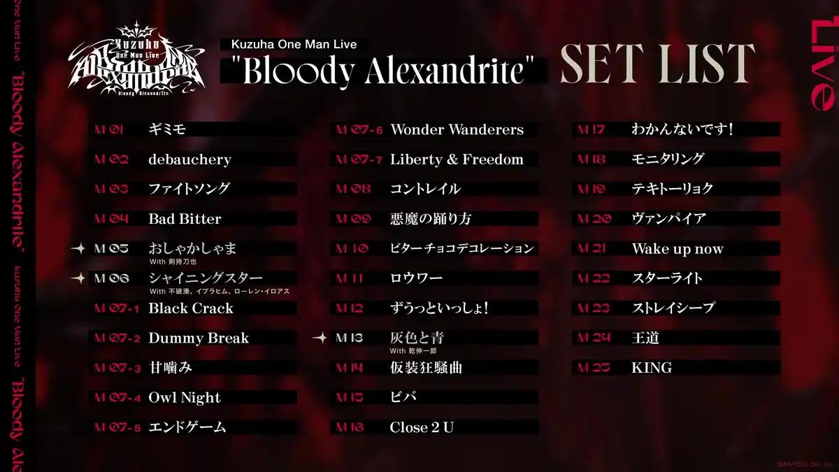 葛葉 Bloody Alexandrite 公式セットリスト