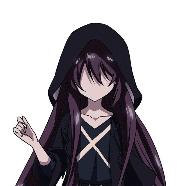 ヒミツのキャラクタービジュアル。黒いフードをかぶった少女