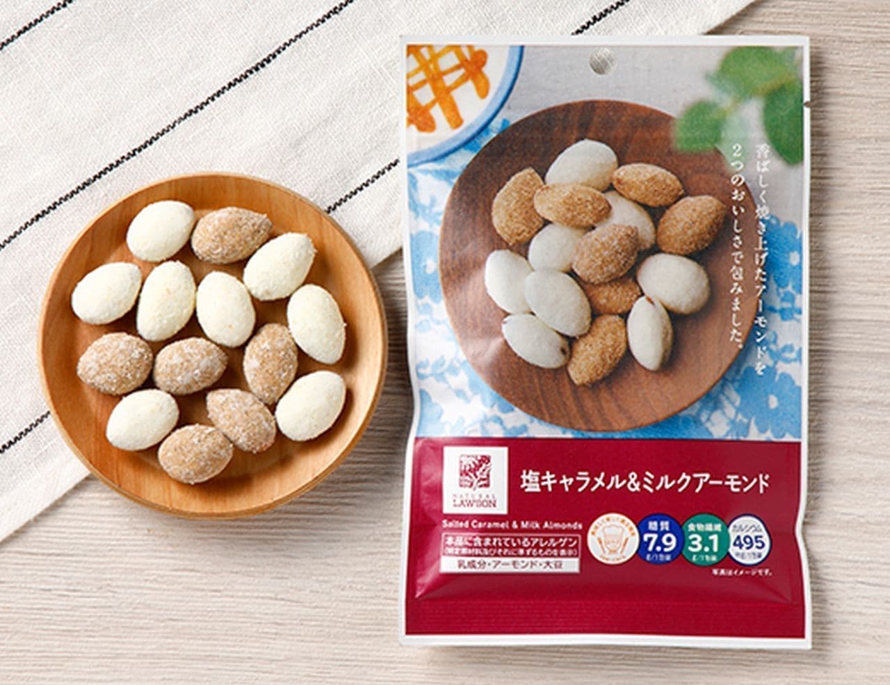 ローソン 塩キャラメル＆ミルクアーモンドのパッケージ