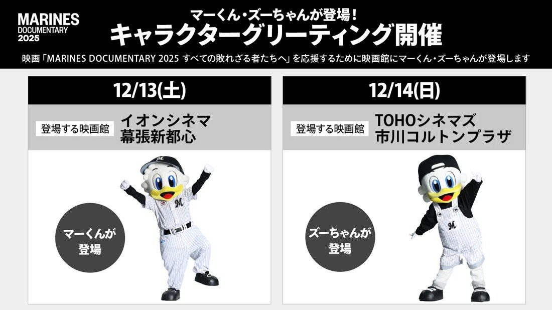 MARINES DOCUMENTARY 2025 キャラクターグリーティング マーくん・ズーちゃん登場