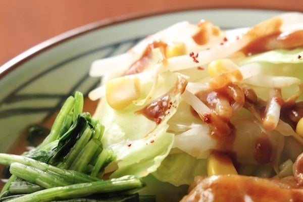 濃厚味噌だしうどんのキャベツ・もやし・コーン