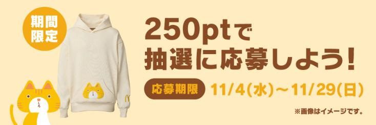 Myマクドナルド リワード 三角チョコパイキャンペーン 猫フーディー