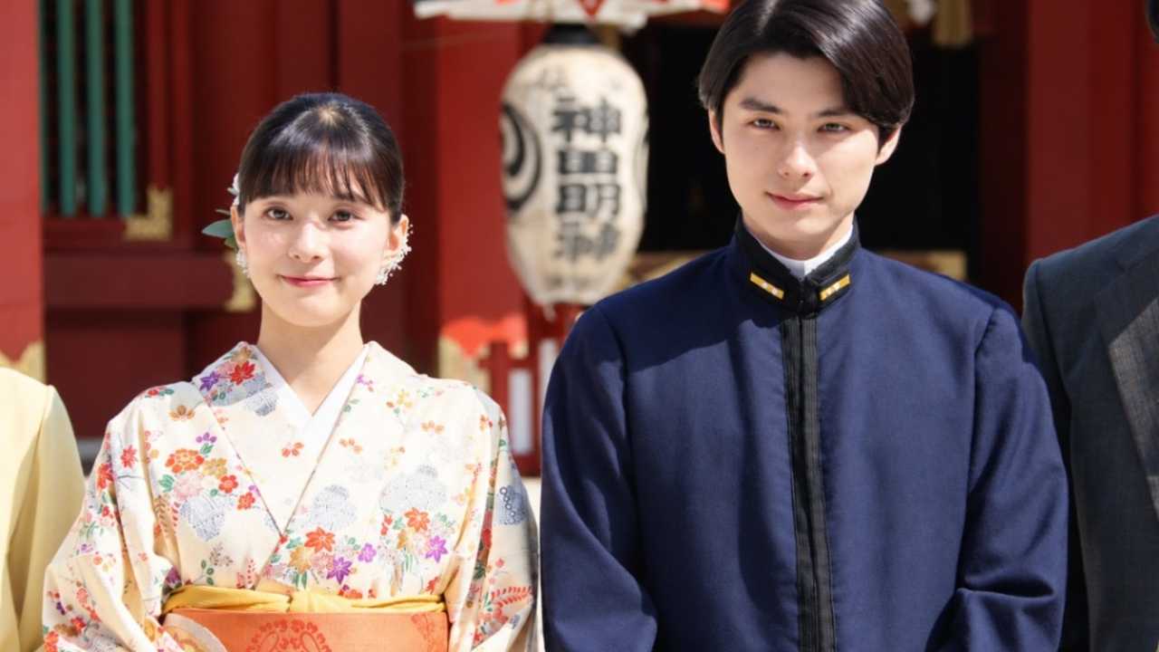 芳根京子と本田響矢 着物と制服姿の撮影現場カット