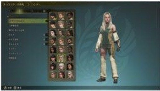 体験版で利用できるキャラクター作成画面。髪型や顔の選択メニューと作成中のキャラクター