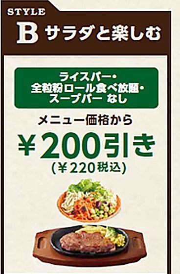 ステーキ宮 ディナースタイルB サラダと楽しむ 220円引き