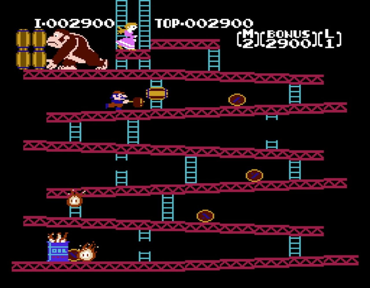 ファミコン版ドンキーコングのゲーム画面