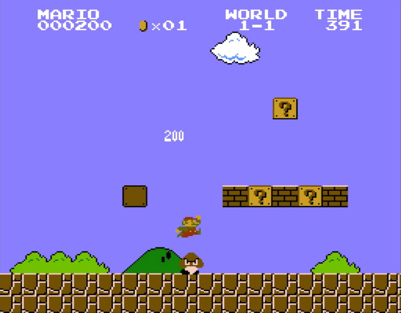 スーパーマリオブラザーズ ワールド1-1の画面