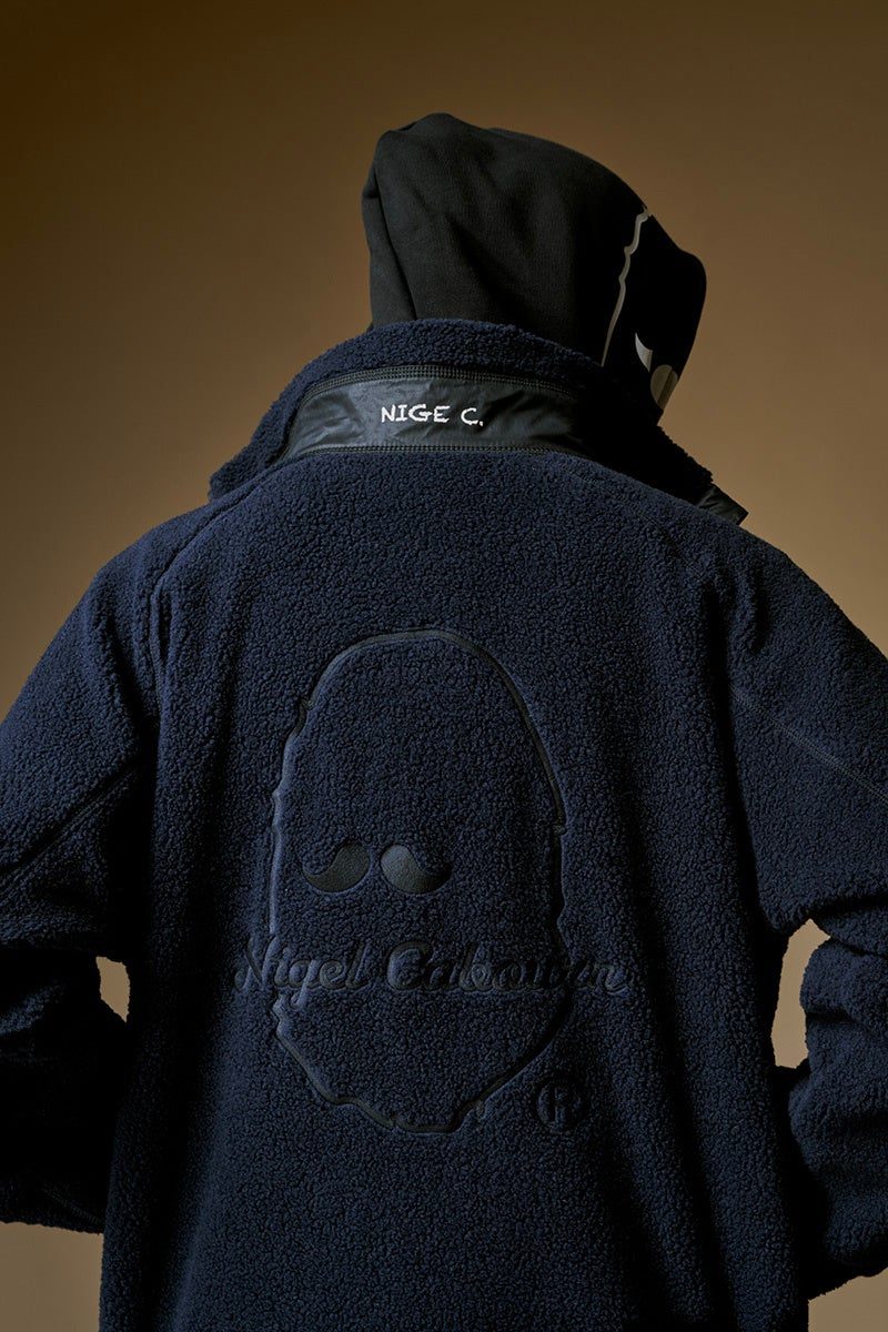 Mr. BATHING APE × Nigel Cabourn ZIP UP FLEECE 背面 エイプヘッドのエンボス