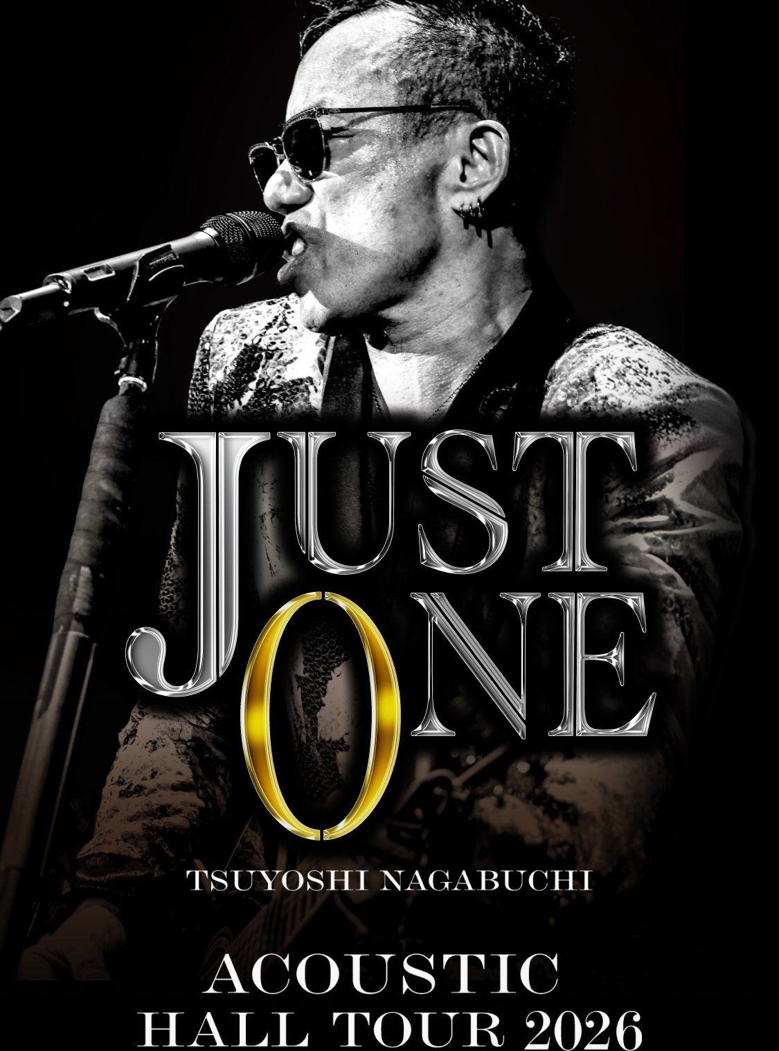 長渕剛 JUST ONE ツアー 公式縦型キービジュアル JUST ONEのロゴと本人写真