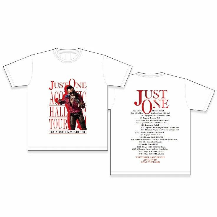 JUST ONE ツアーTシャツ 背面に全公演の日程と会場名がプリントされた公式グッズ画像