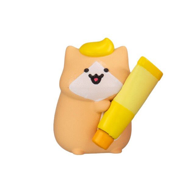 お文具といっしょ からし子猫さんのマスコットフィギュア からしのチューブを持つ子猫