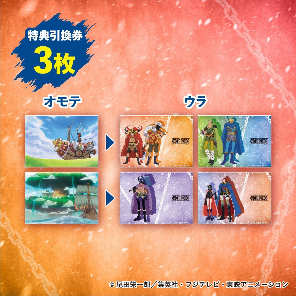引換券3枚で交換できるビジュアルボード 全4種 オモテとウラの絵柄