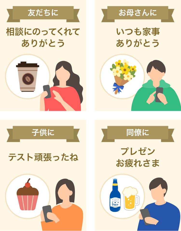 友だちや家族にお礼として送るPayPayギフトの利用シーン