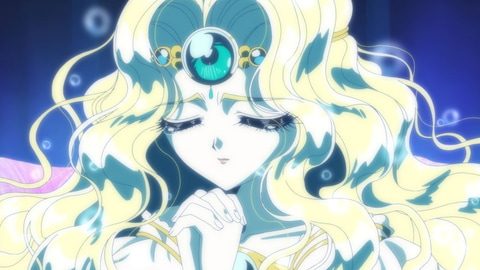 魔法騎士レイアース2026のアニメ場面。セフィーロの柱エメロード姫が祈るカット