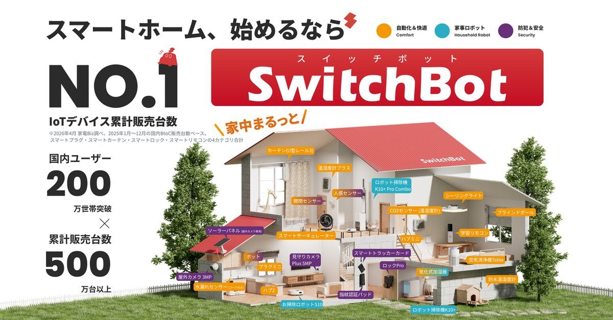 SwitchBotが国内200万世帯・累計500万台を突破したスマートホーム製品ラインナップ