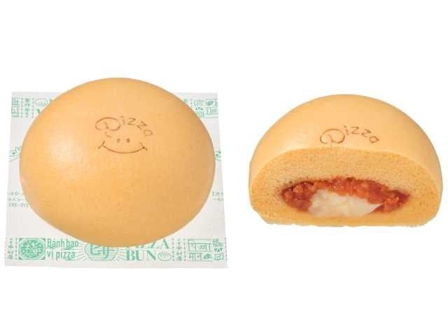 セブン-イレブン ほかほかとろ～りピザまん 外観と断面