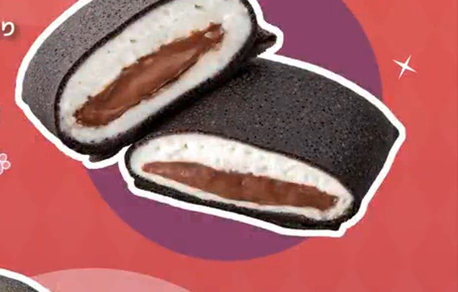 セブンイレブン ニャンともとろける チョコソースクレープの断面 乃木坂46コラボ