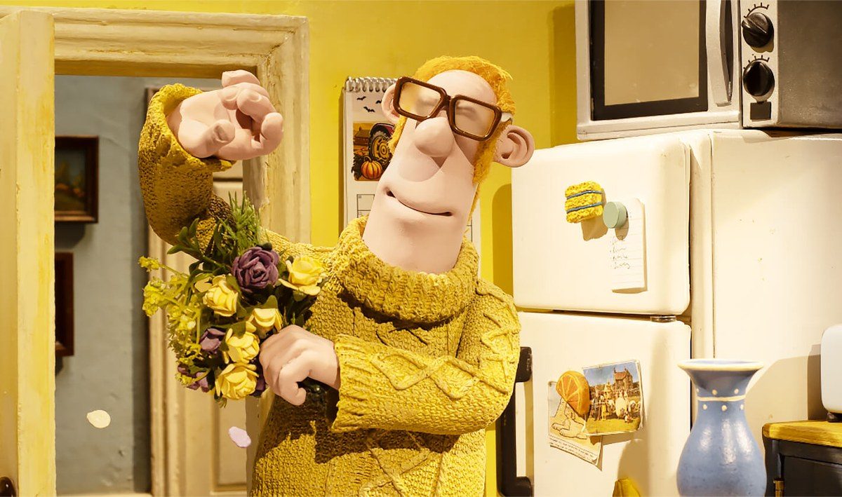 映画 ひつじのショーン かぼちゃ畑の怪物！ 劇中カット 花束を抱える牧場主