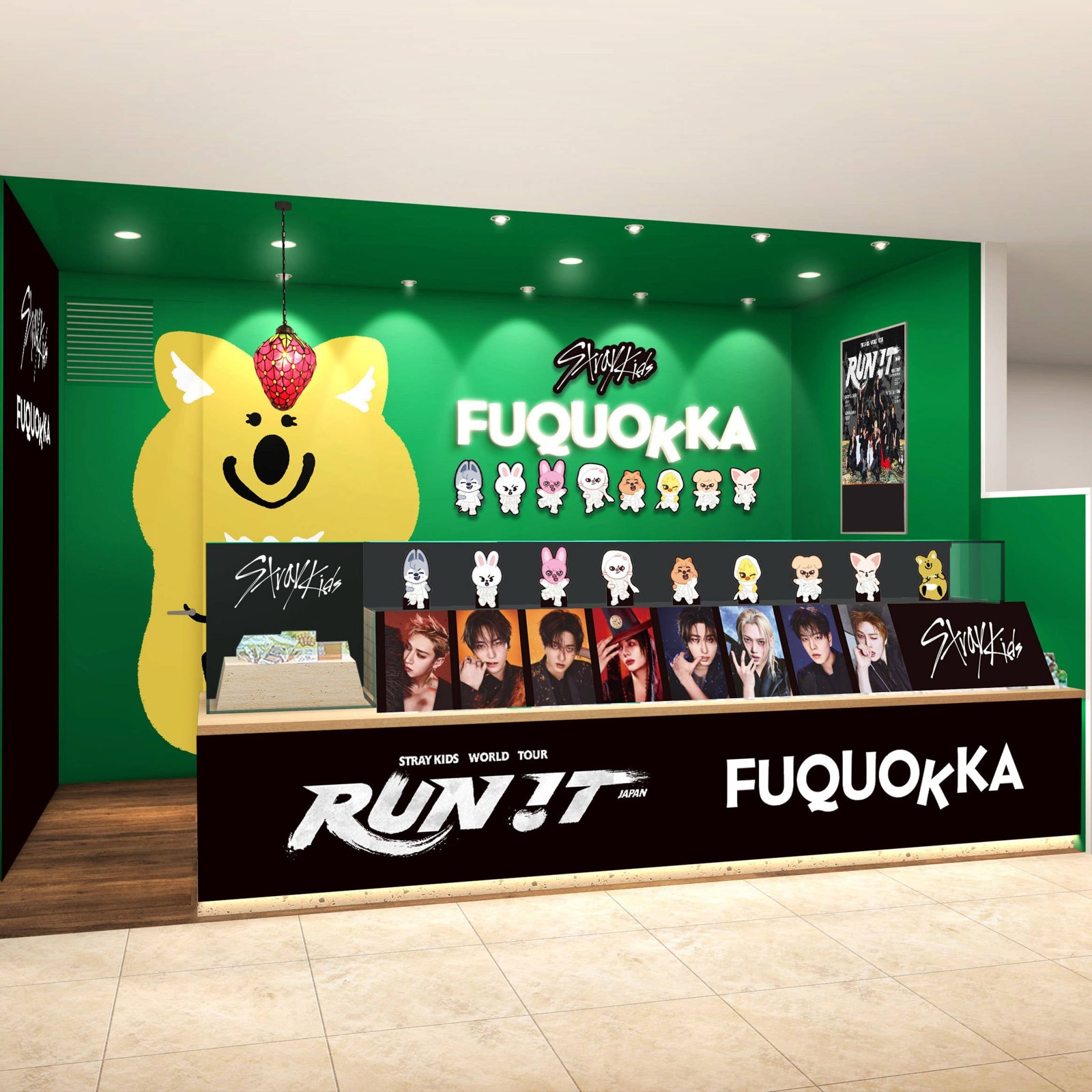 FUQUOKKA博多デイトス店のStray Kidsコラボ装飾イメージ