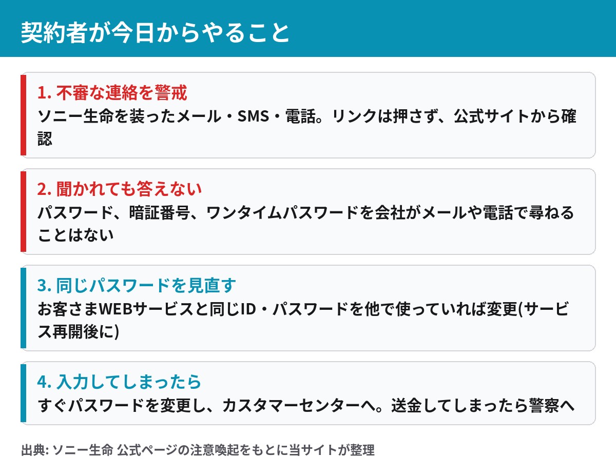 ソニー生命の情報漏えい 契約者が今すぐやる対処 不審な連絡への警戒とパスワードの見直し