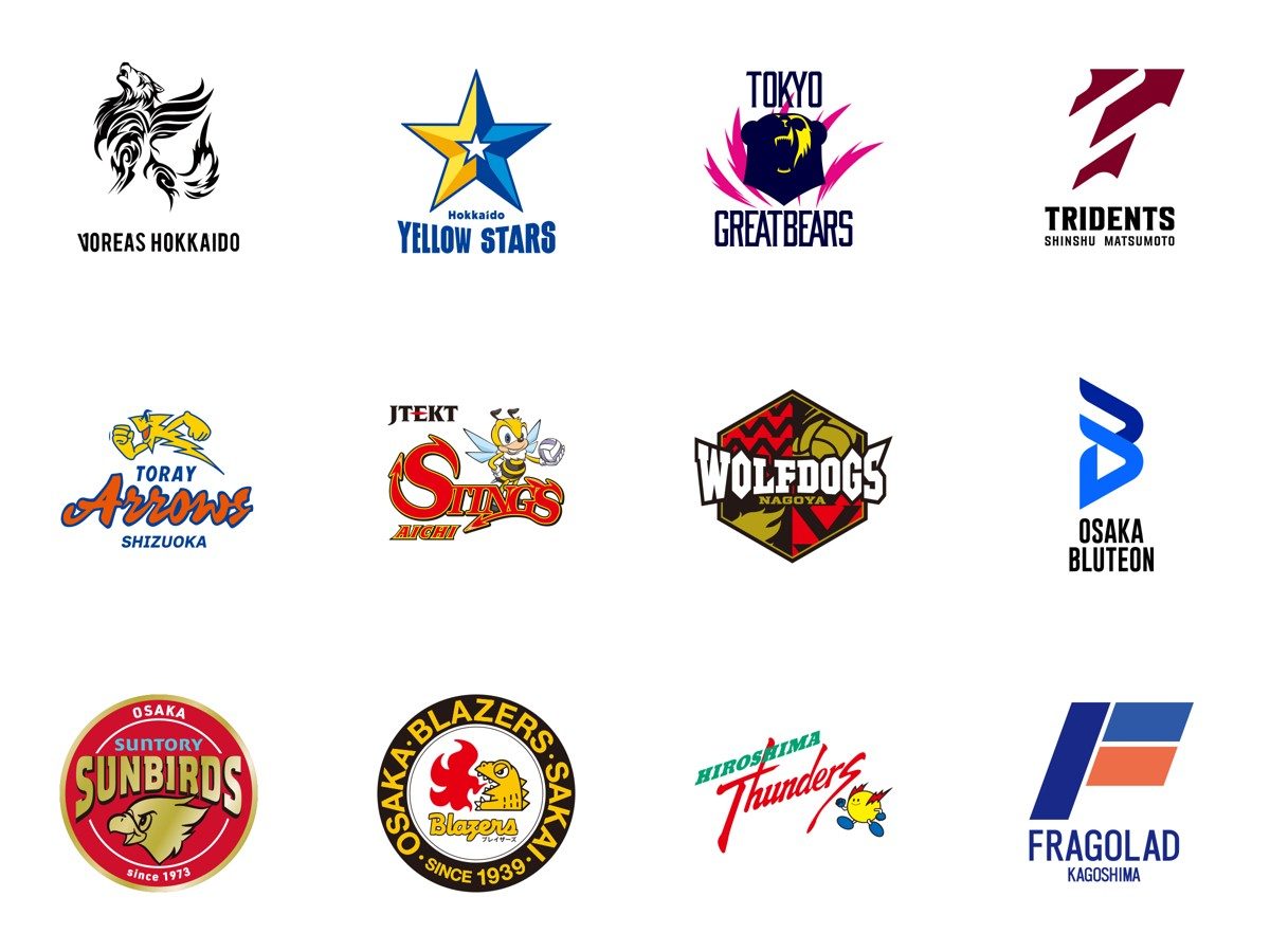 2026-27 SV.LEAGUE男子に出場する12クラブのエンブレム